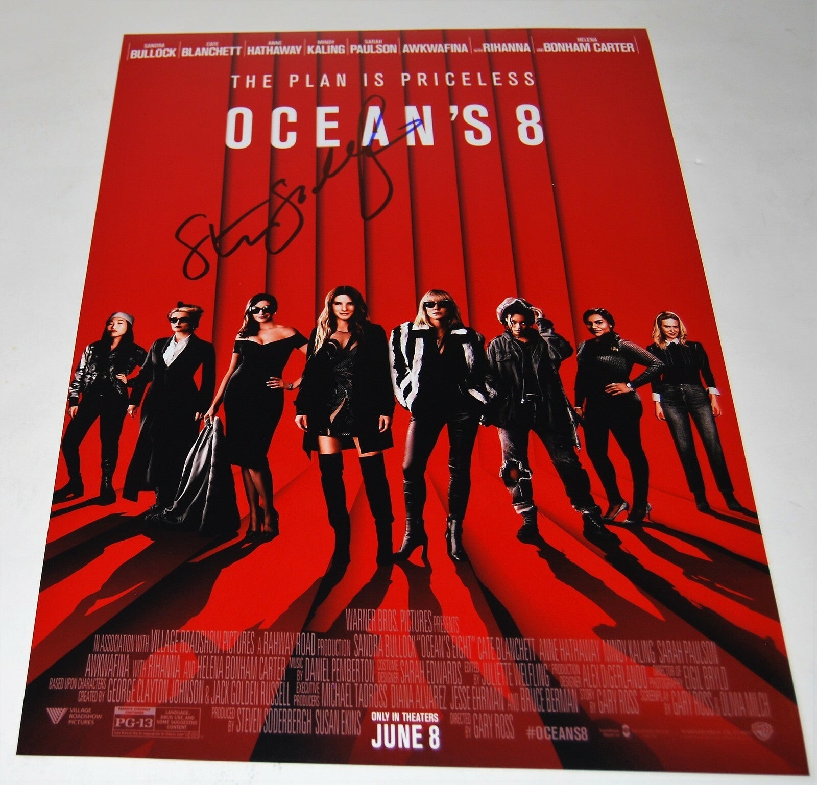 STEVEN SODERBERGH signed (OCEANS EIGHT 8) 12X18 movie poster photo PROOF W/COA