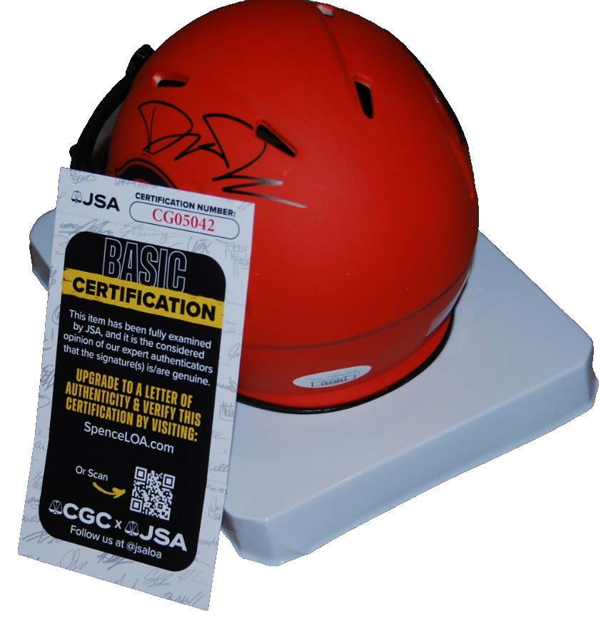 DREW DALMAN signed (CHICAGO BEARS) RAVE orange mini football helmet JSA CG05042