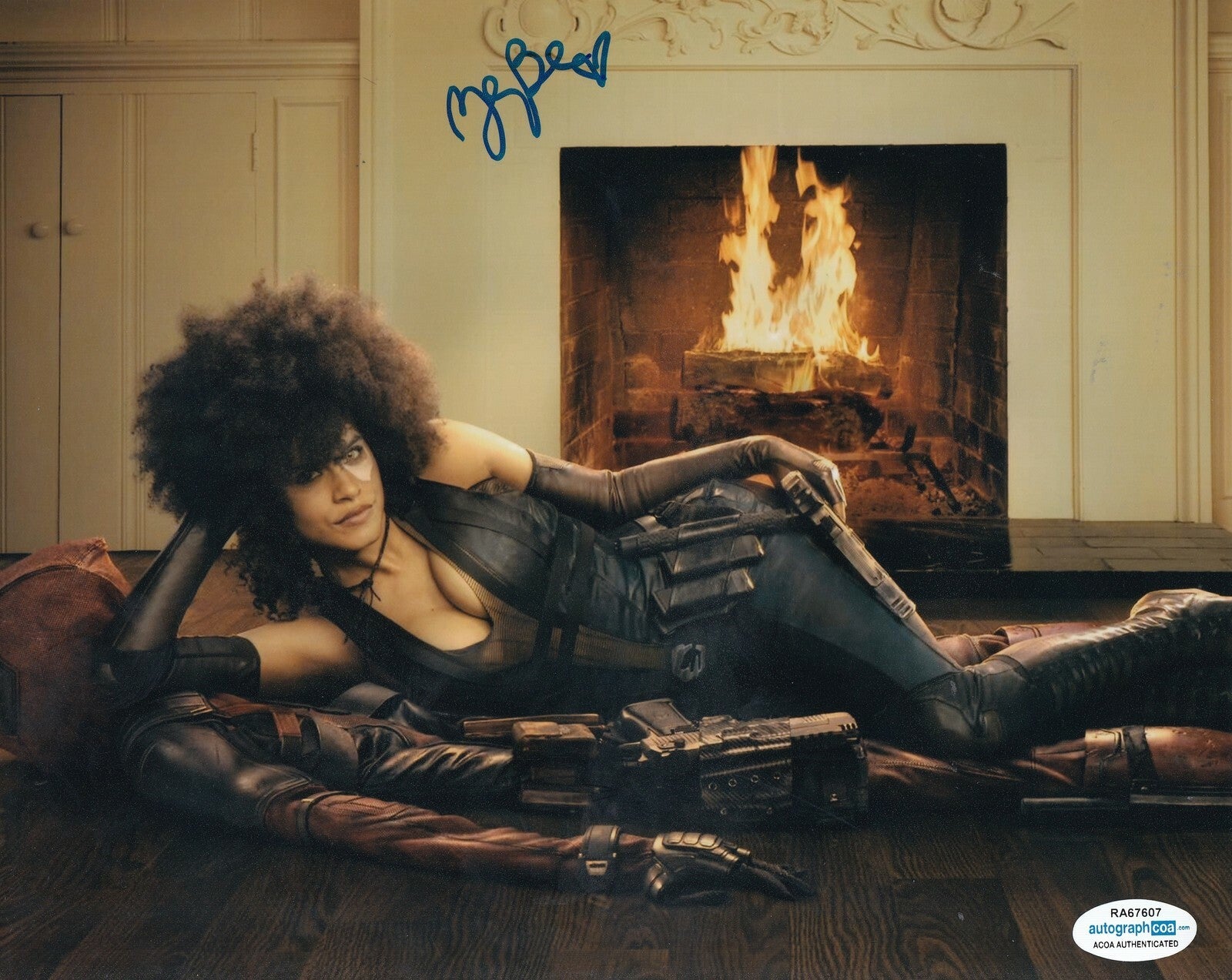 ZAZIE BEETZ signed (DEADPOOL) 8X10 *Domino* PROOF photo ACOA Authenticated #3