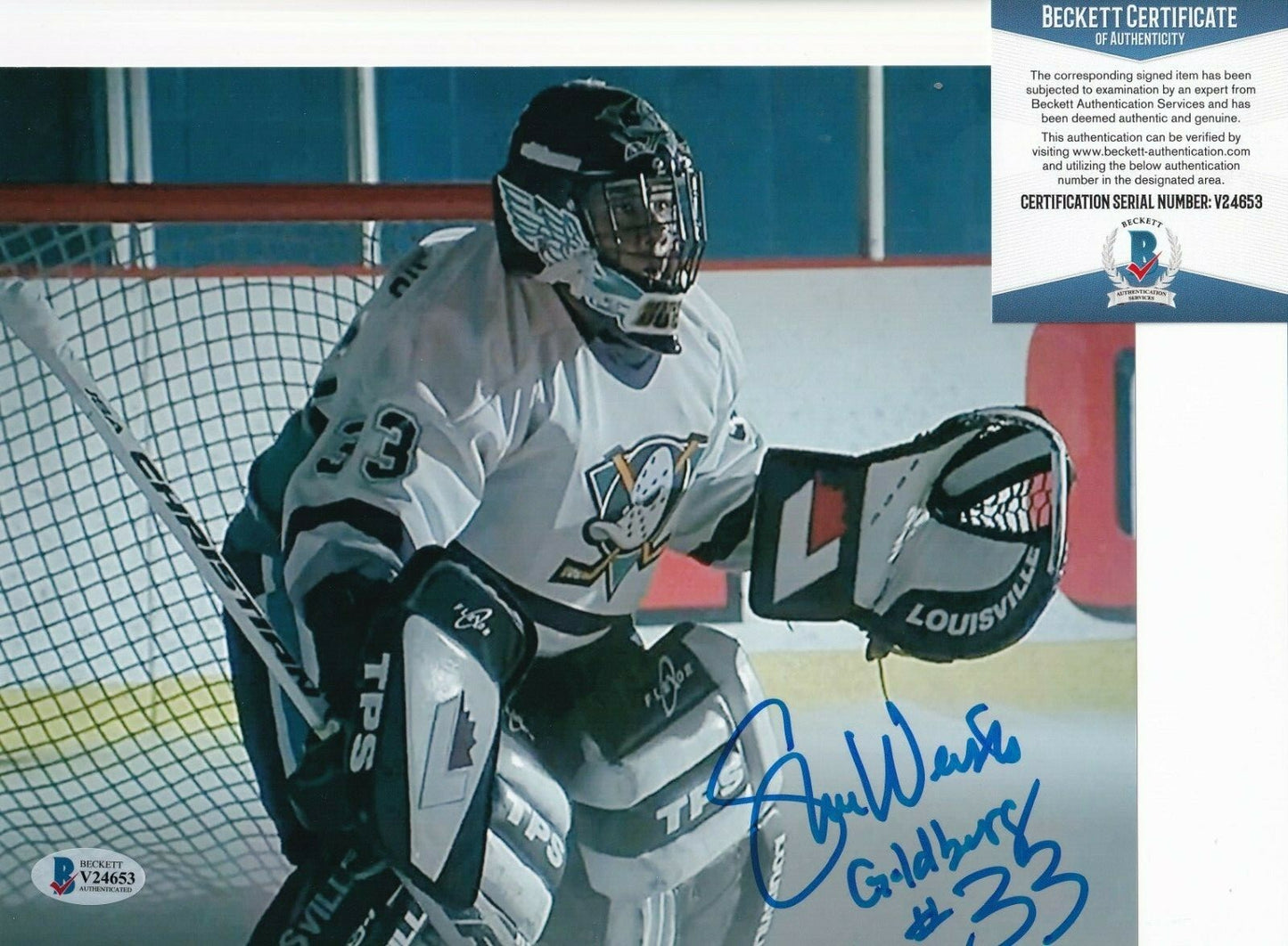 SHAUN WEISS signed (THE MIGHTY DUCKS) GOLDBERG 8X10 photo BECKETT BAS V24653