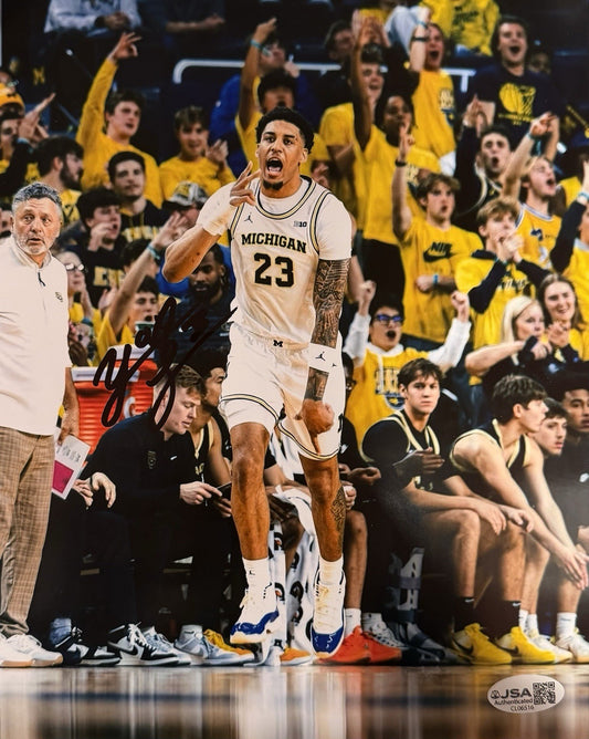 YAXEL LENDEBORG singed  (MICHIGAN WOLVERINES) basketball 8X10 photo JSA CL06516