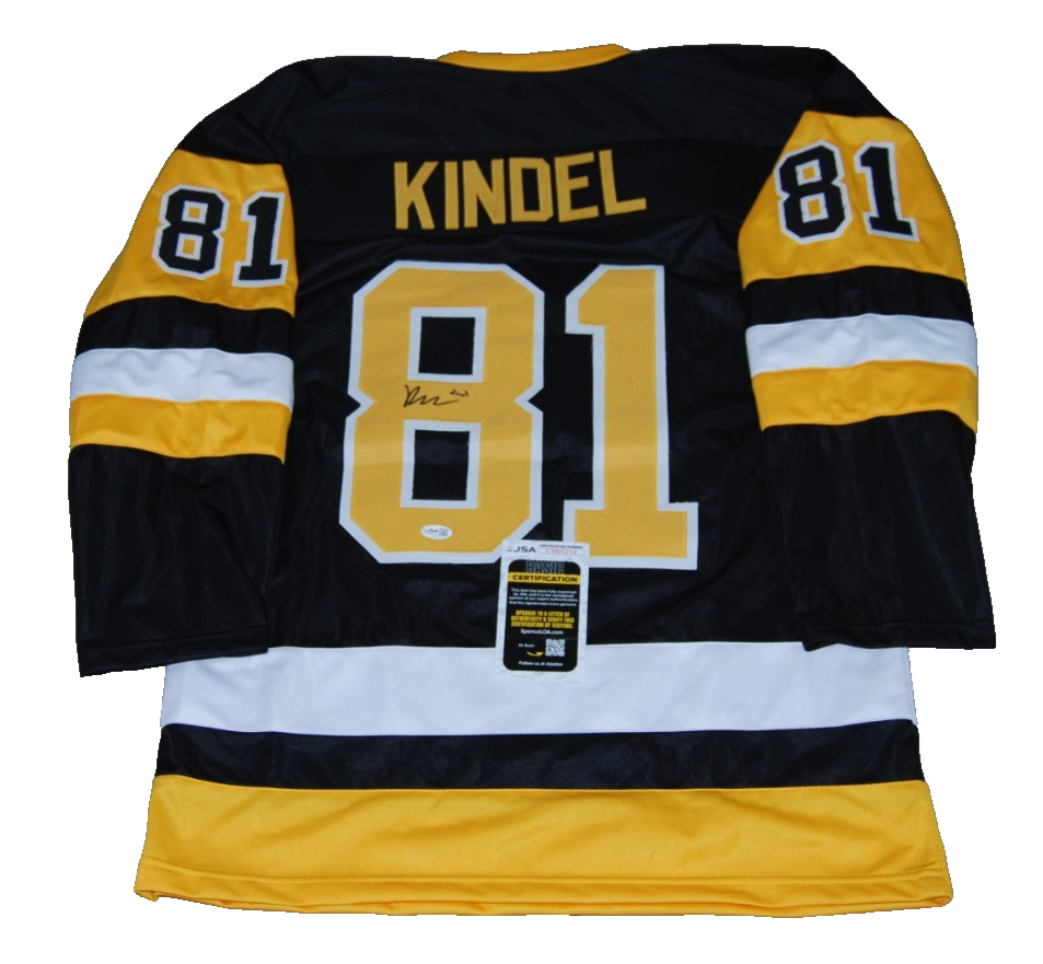 BEN KINDEL signed (PITTSBURGH PENGUINS) custom hockey jersey JSA COA + PROOF
