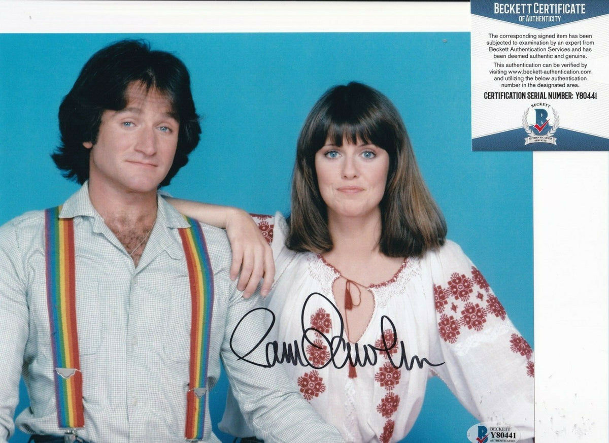 PAM DAWBER signed (MORK & MINDY)  Mindy McConnell 8X10 photo BECKETT BAS Y80441