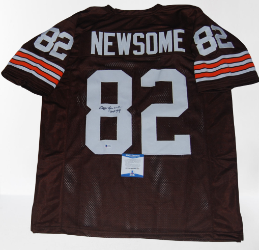 OZZIE NEWSOME signed (CLEVELAND BROWNS) Custom Stitched football jersey BECKETT