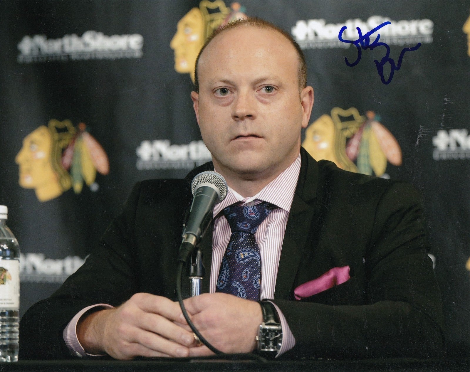 STAN BOWMAN signed (CHICAGO BLACKHAWKS) STANLEY CUP 8X10 photo W/COA