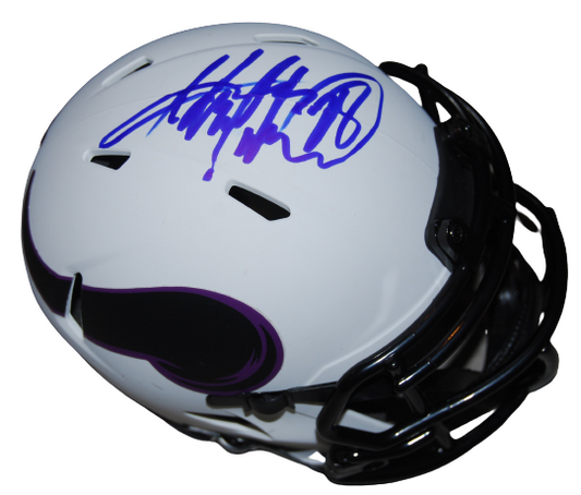 ADRIAN PETERSON signed (MINNESOTA VIKINGS LUNAR mini helmet BECKETT BAS BH087441