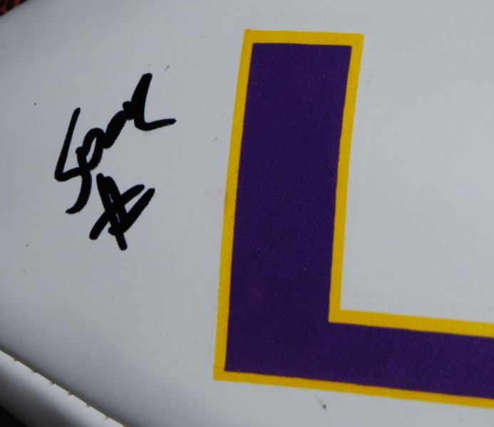 MANSOOR DELANE signed (LSU TIGERS) logo signature football BECKETT BW07988
