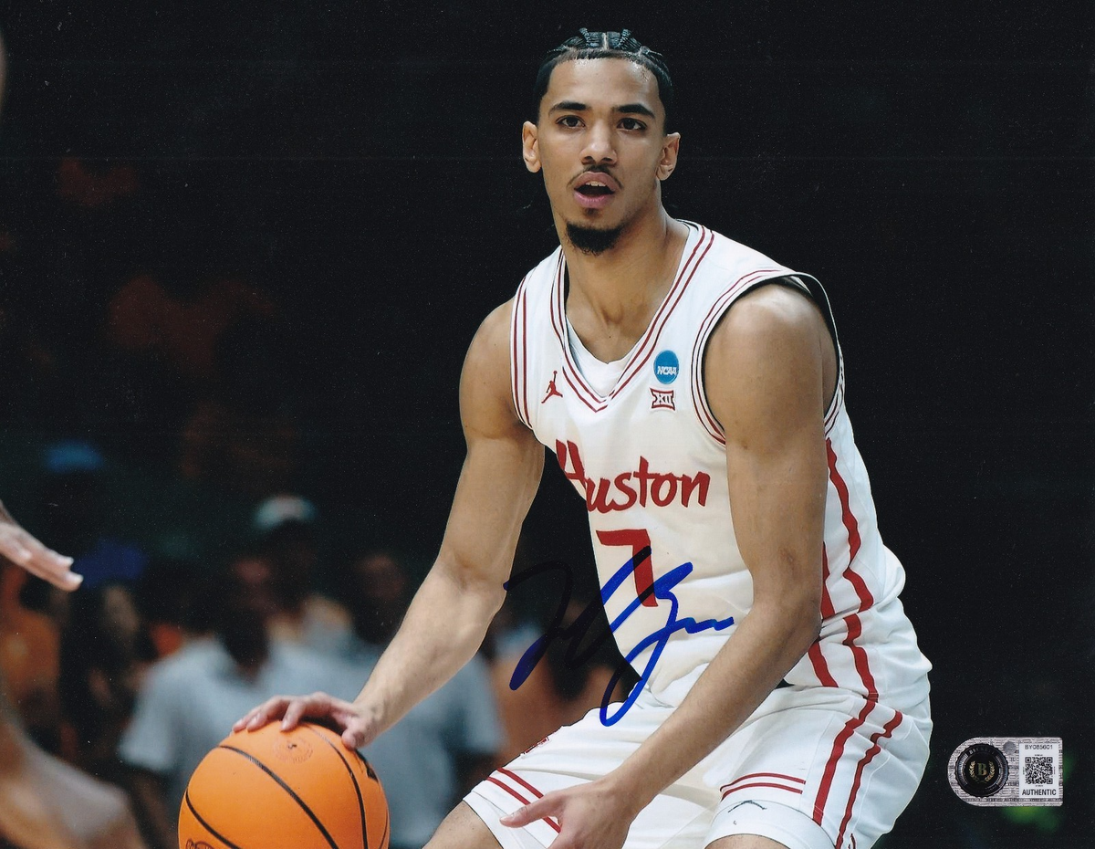 MILOS UZAN signed (HOUSTON COUGARS) basketball 8X10 photo BECKETT BY085601