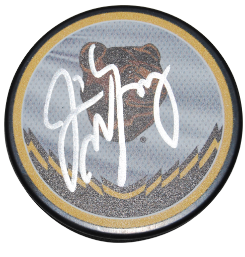 JIM MONTGOMERY signed (BOSTON BRUINS) hockey logo puck BECKETT BAS AD27386