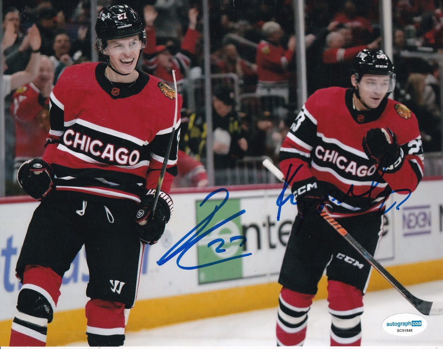 LUKAS REICHEL and PHILIPP KURASHEV signed (CHICAGO BLACKHAWKS) 8X10 ACOA SC51848