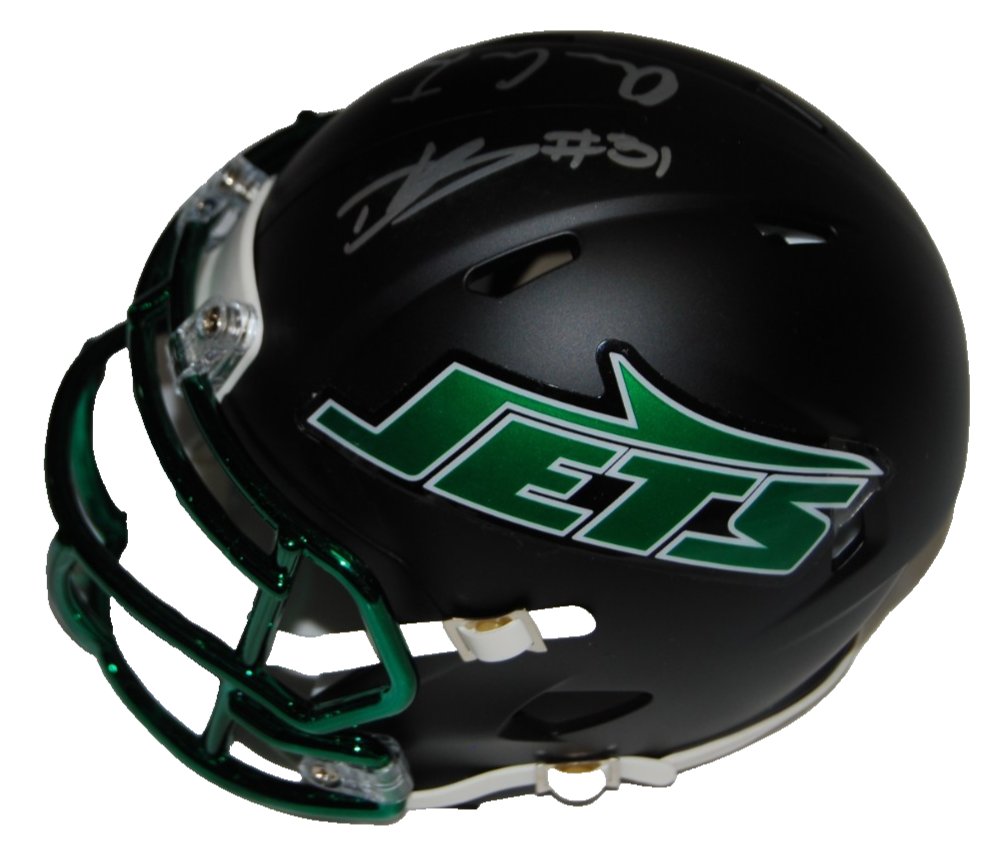 DAVID BAILEY  & OMAR COOPER JR signed (NEW YORK JETS) mini helmet JSA CR86307