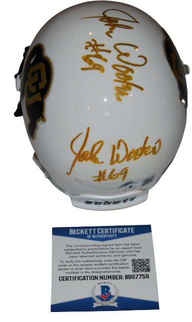 JOHN WOOTEN signed (COLORADO BUFFALOES) mini football helmet BAS BECKETT BB97759
