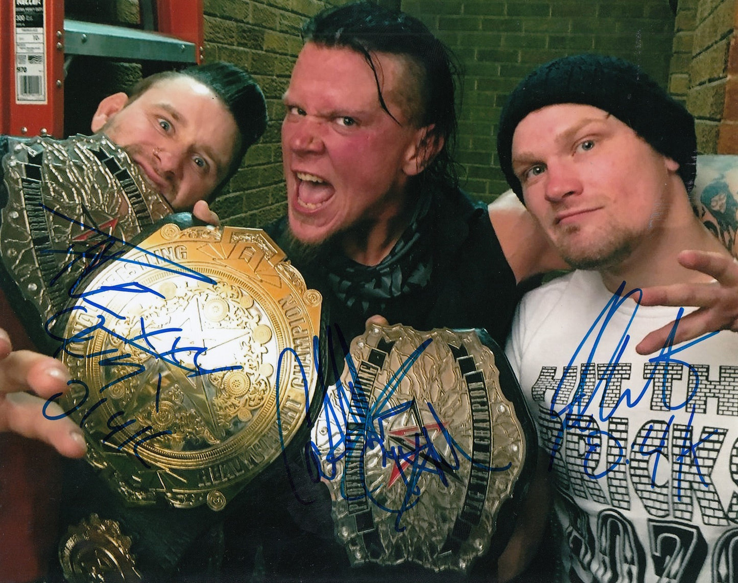 O14K Group signed wrestling 8x10 photo (DAVE CRIST JAKE CRIST) W/COA