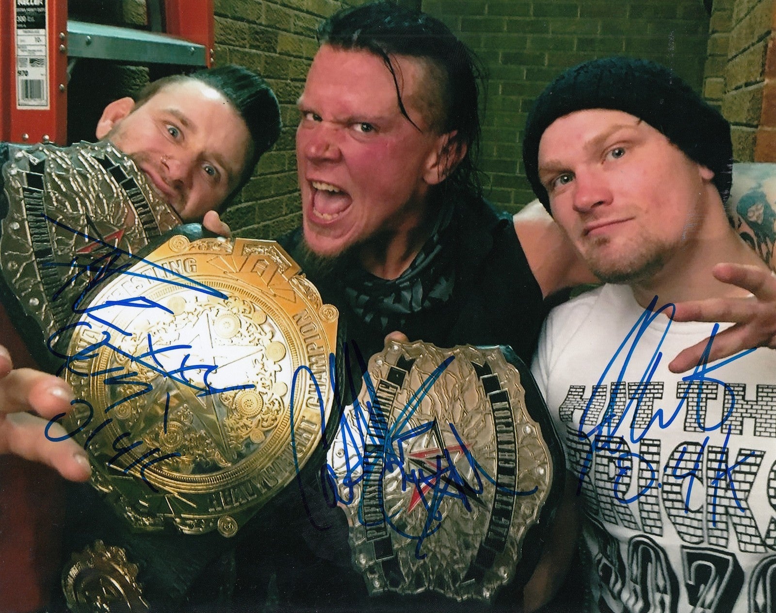 O14K Group signed wrestling 8x10 photo (DAVE CRIST JAKE CRIST) W/COA