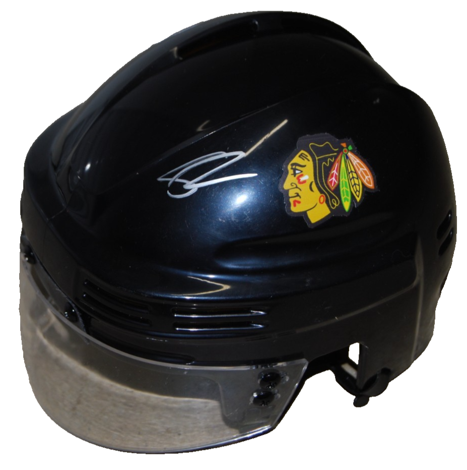 SAM RINZEL signed (CHICAGO BLACKHAWKS) Mini Hockey Helmet BECKETT BAS BW54022