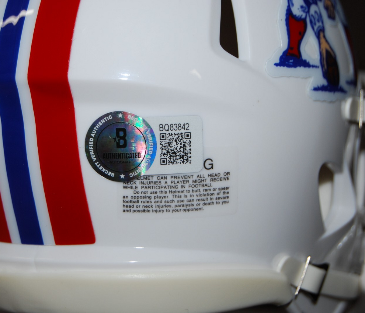 JOE THUNEY signed (NEW ENGLAND PATRIOTS) mini football helmet BECKETT BQ83842