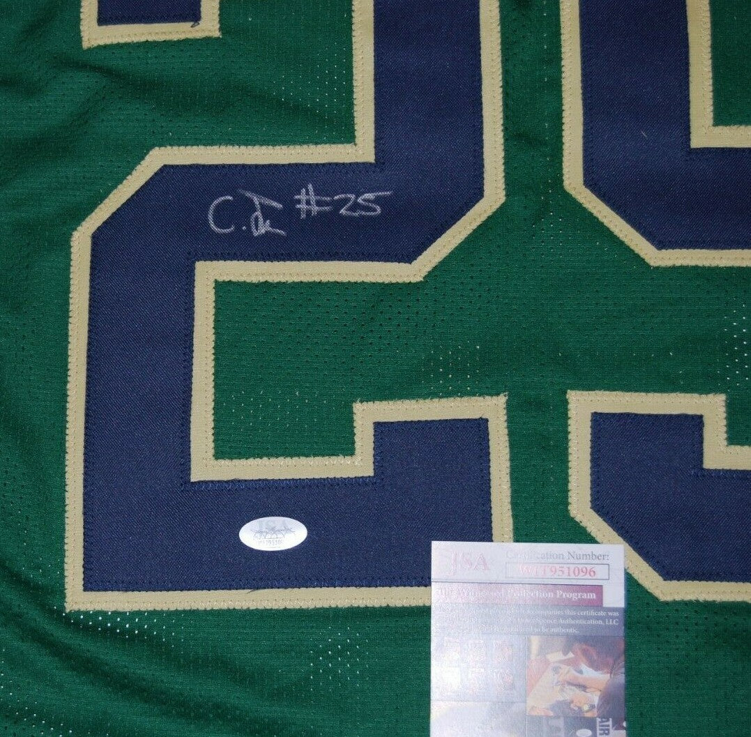 CHRIS TYREE signed (NOTRE DAME FIGHTING IRISH) Green football custom jersey JSA 