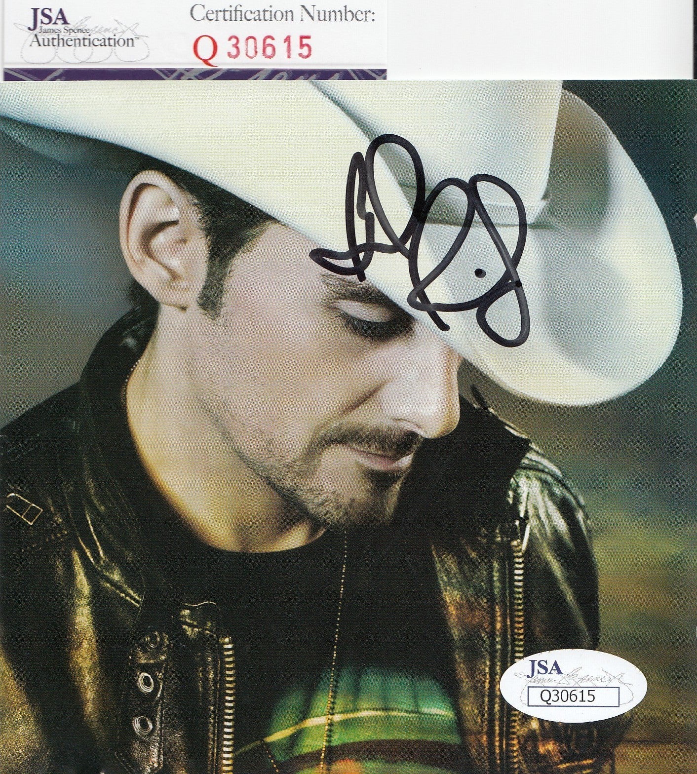 Brad Paisley autographed *Country Music* CD cover JSA Authenticated Q30615