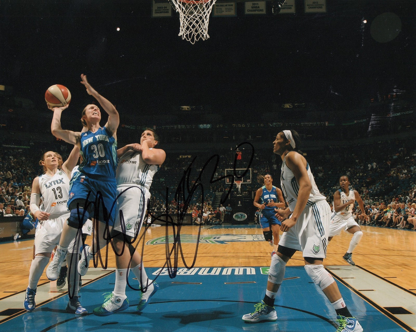 KATIE SMITH signed (NEW YORK LIBERTY) WNBA Basketball 8X10 photo *PROOF* W/COA A