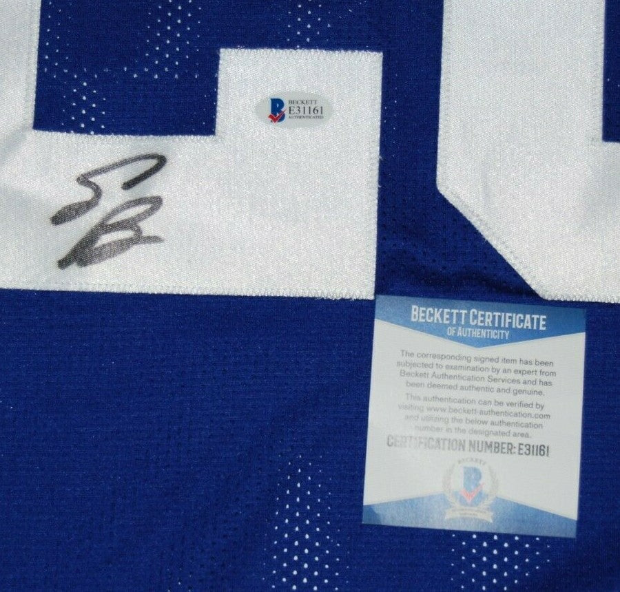 SAQUON BARKLEY signed (NEW YORK GIANTS) Custom blue XL football jersey BECKETT