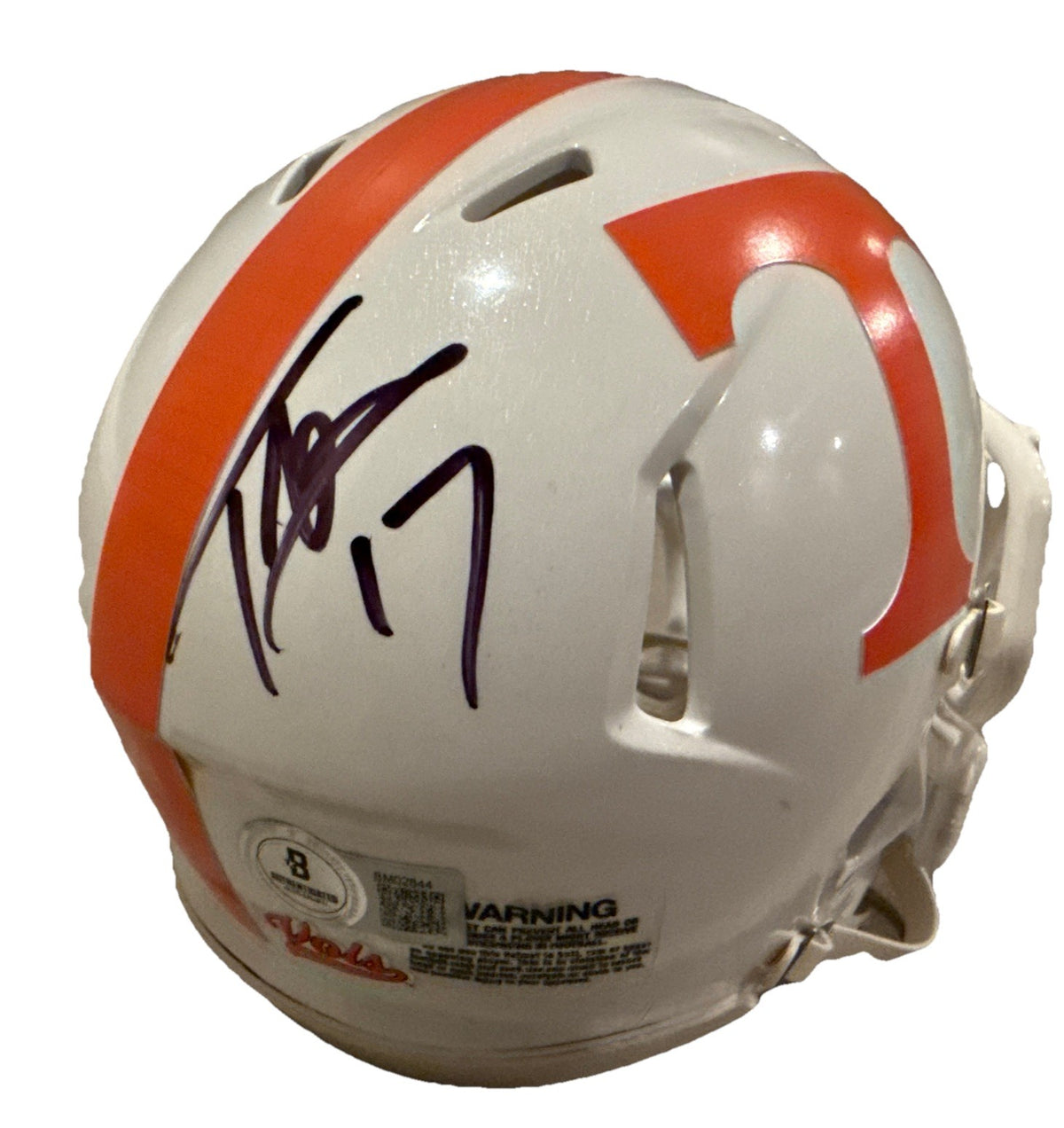TEE MARTIN signed (TENNESSEE VOLUNTEERS) mini football helmet BECKETT BM02844