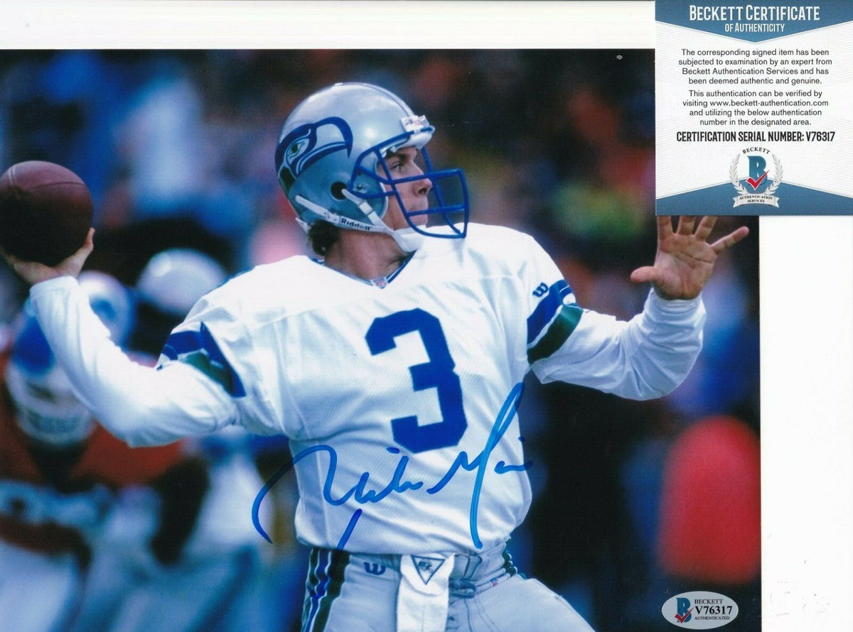 RICK MIRER signed (SEATTLE SEAHAWKS) Football 8X10 photo BECKETT BAS V76317