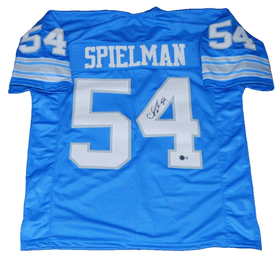 CHRIS SPIELMAN signed (DETROIT LIONS) custom football jersey BECKETT BAS BW61029