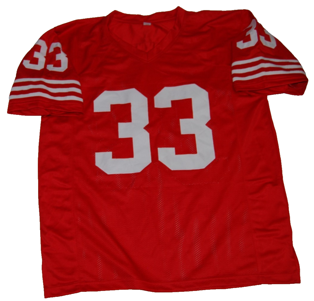 ROGER CRAIG signed (SAN FRANCISCO 49ERS) Red football jersey 3 Inscrips  BECKETT