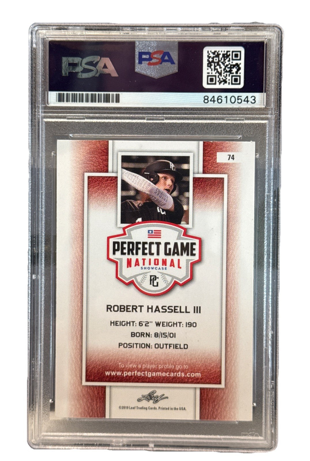 ROBERT HASSELL III signed (Washington Nationals) Perfect Game Card PSA 84610543