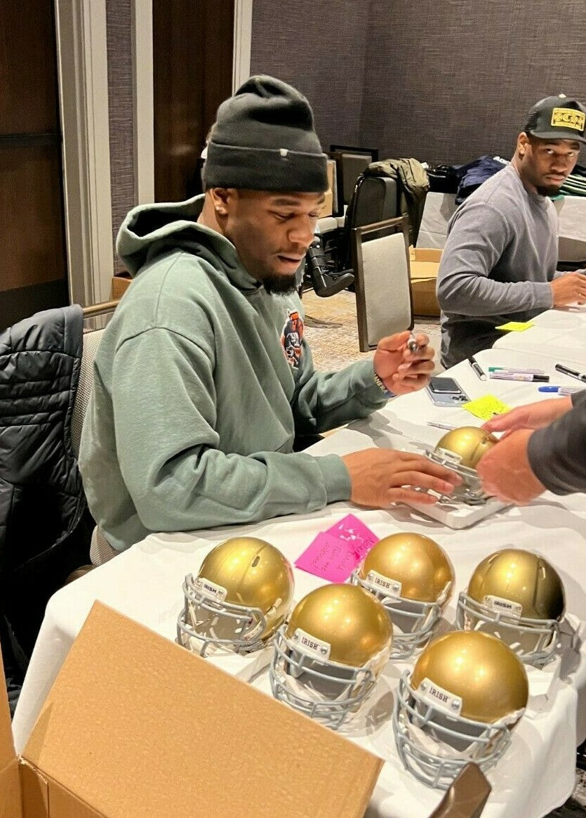 JUSTIN & JAYSON ADEMILOLA signed (NOTRE DAME FIGHTING IRISH) mini helmet #1 JSA