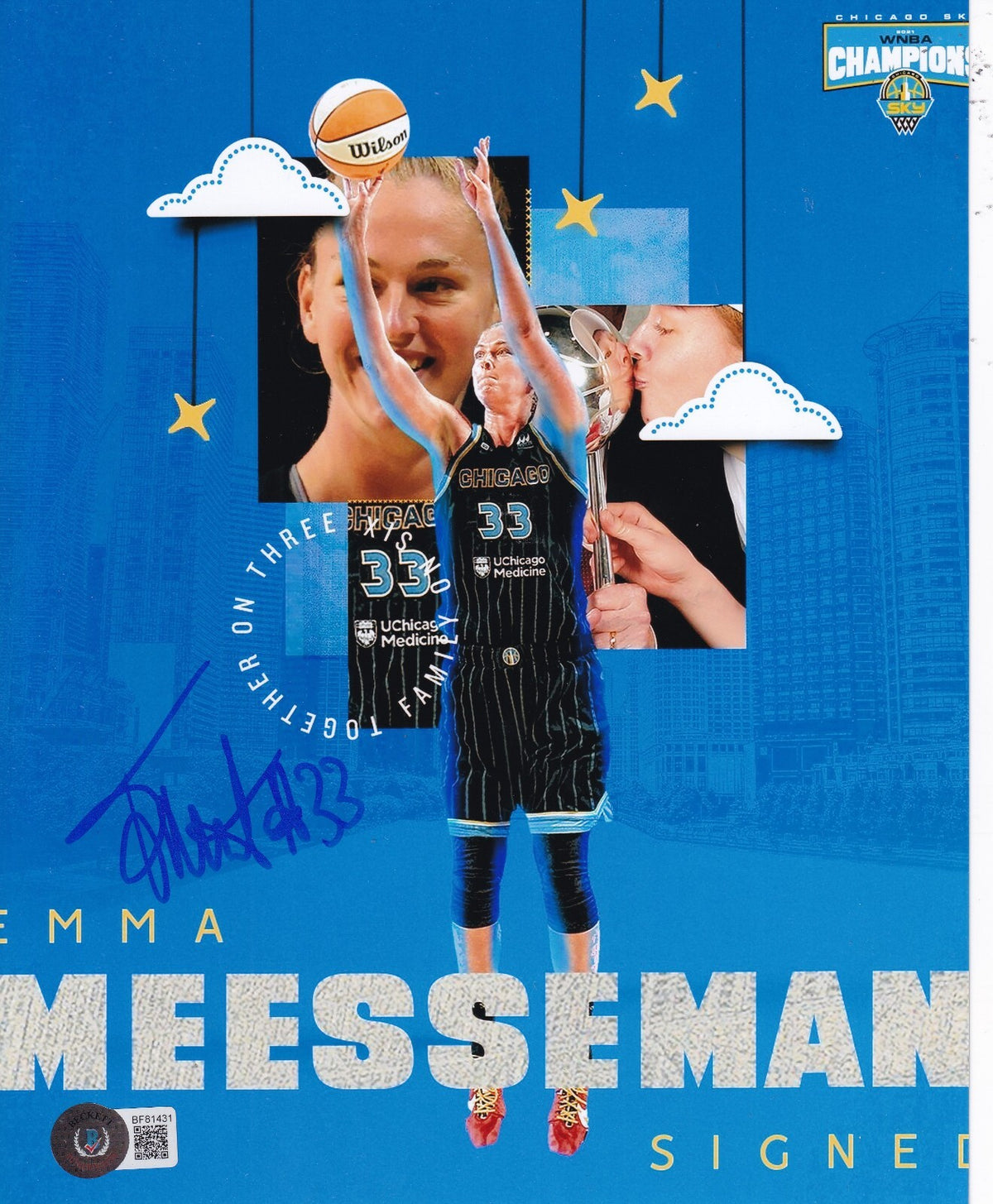 EMMA MEESSEMAN signed (CHICAGO SKY) WNBA basketball 8X10 photo BECKETT BF81431