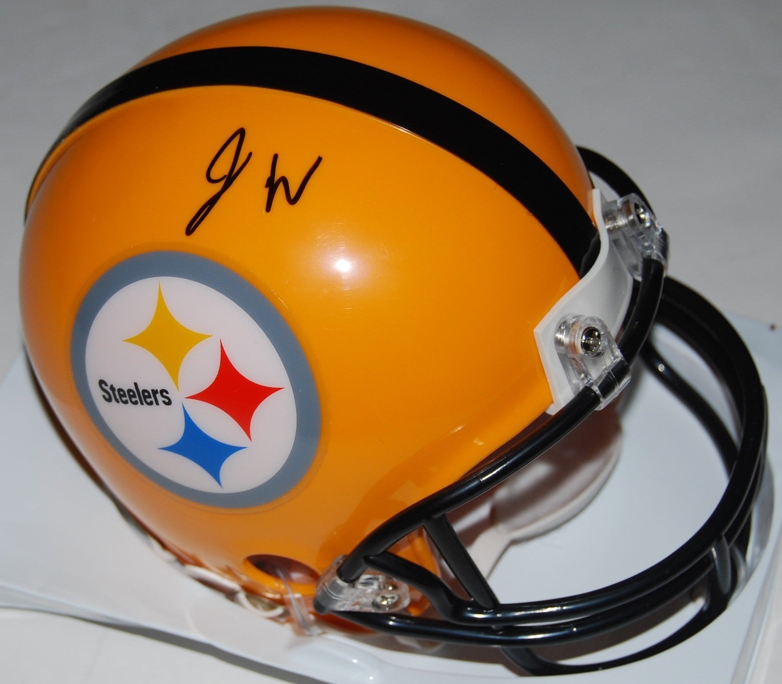 JAMES WASHINGTON signed (PITTSBURGH STEELERS) GOLD mini football helmet W/COA