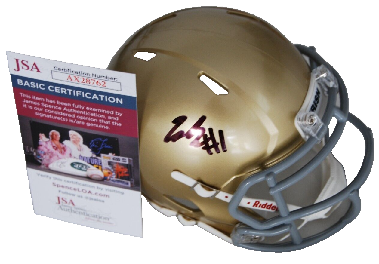 JADEN GATEHOUSE signed NOTRE DAME FIGHTING IRISH mini football helmet JSAAX28762