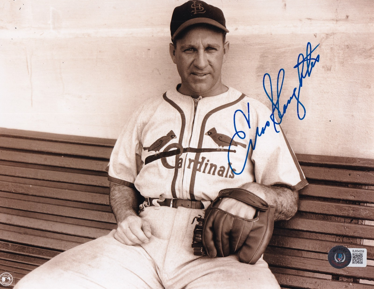 ENOS SLAUGHTER signed (ST LOUIS CARDINALS) baseball 8X10 photo BECKETT BJ054259