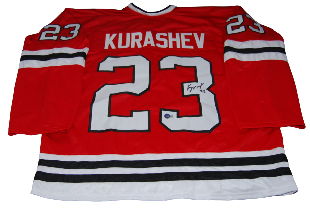 PHILIPP KURASHEV signed (CHICAGO BLACKHAWKS) XL hockey jersey BECKETT AD27314