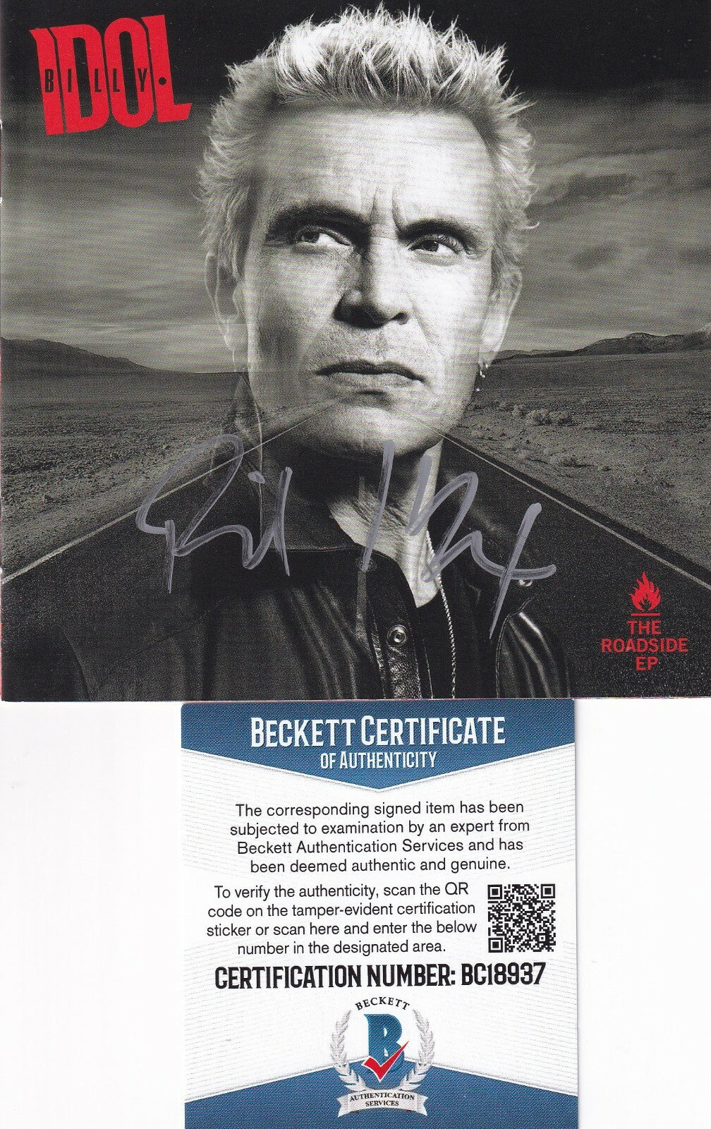 BILLY IDOL signed (THE ROADSIDE EP) Brand New CD cover BECKETT BAS BC18937