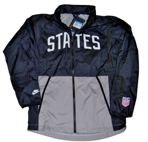 MEN'S NIKE USA Black Full Zip Windbreaker Jacket with hood CN7075-010 Sz Medium