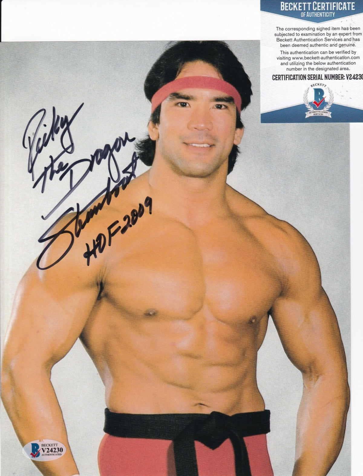 RICKY "THE DRAGON* STEAMBOAT signed WRESTLING WWF 8X10 photo BECKETT BAS V24230