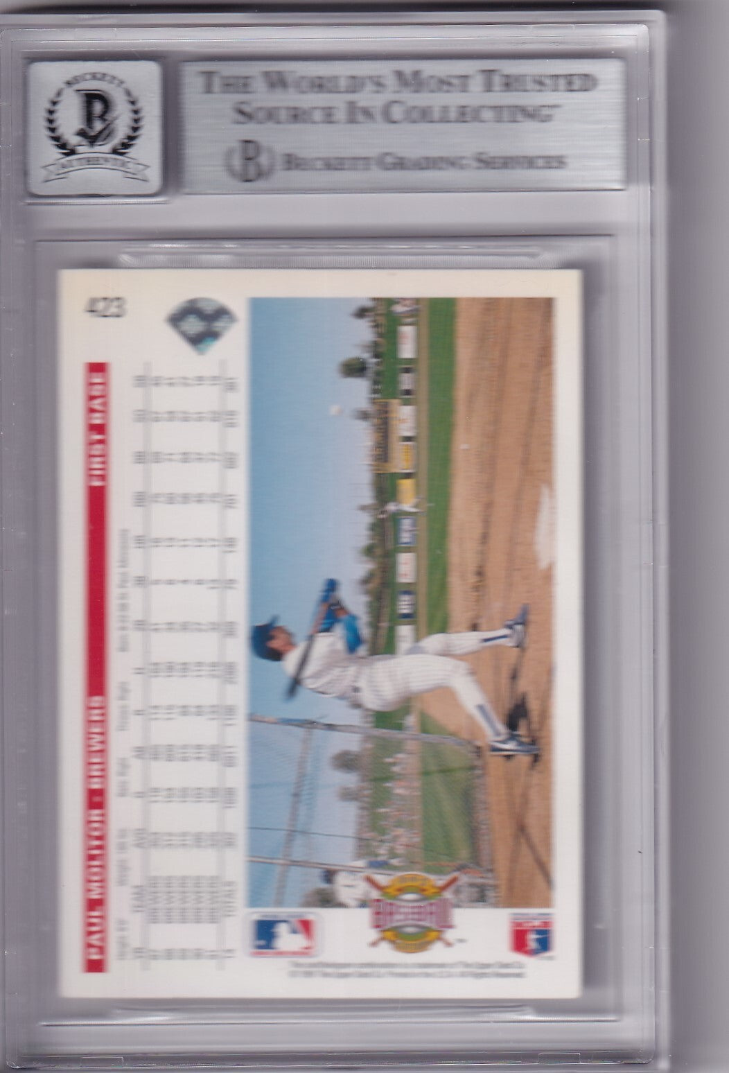 PAUL MOLITOR signed (1992 UPPER DECK) BREWERS 10 auto Baseball card BECKETT BAS