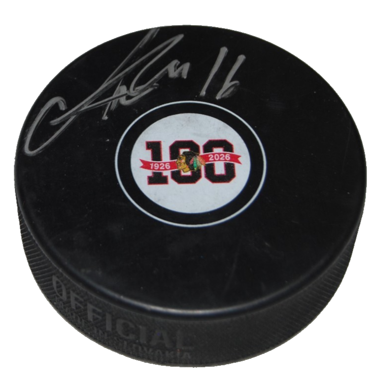 ANTON FRONDELL signed (CHICAGO BLACKHAWKS) 100TH Ann puck BECKETT BY064006