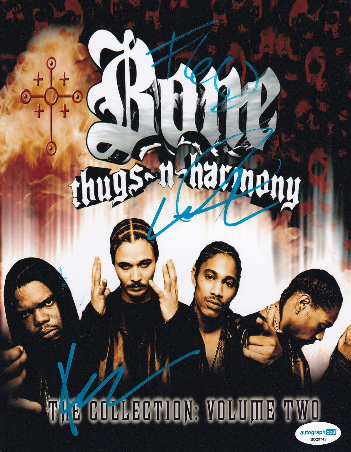 BONE THUGS N HARMONEY signed 8X10 photo (WISH - KRAYZIE- FLESH) ACOA SD29742