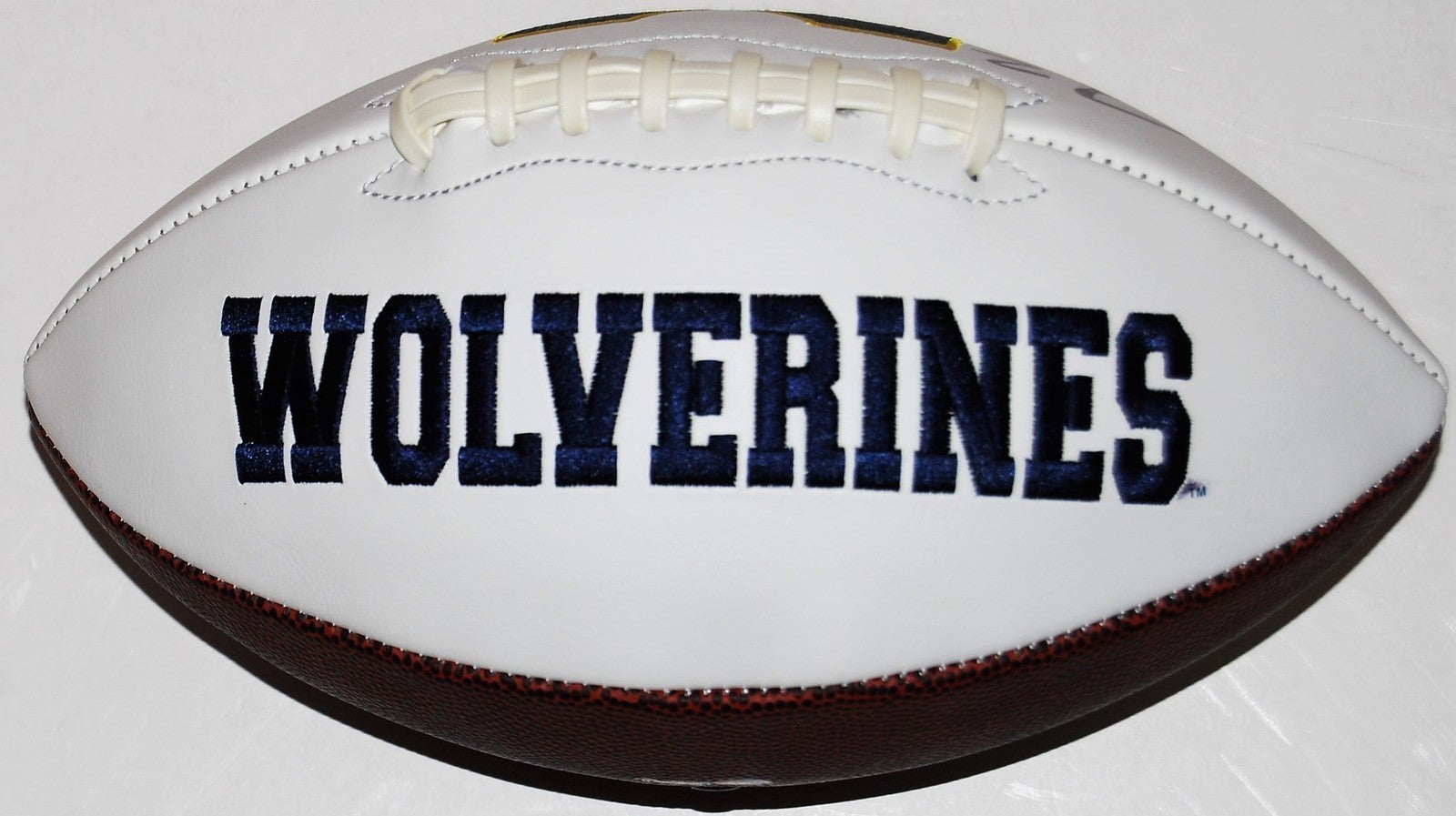 SHEA PATTERSON signed (MICHIGAN WOLVERINES) Embroidered logo football W/COA C