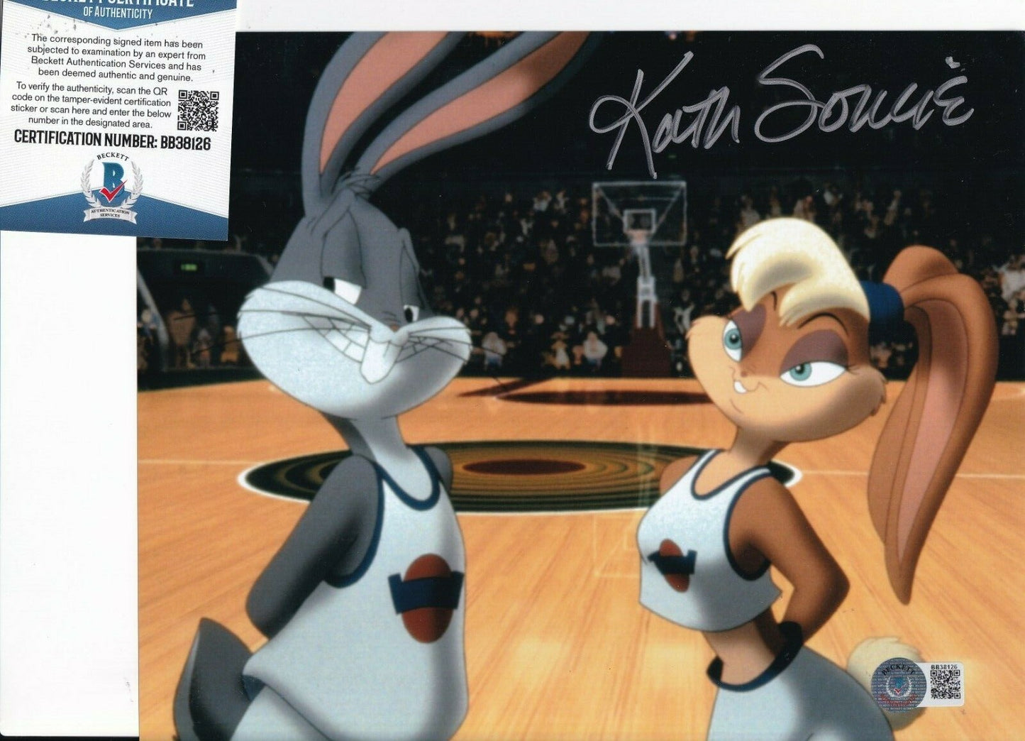 KATH SOUCIE signed (SPACE JAM) Lola Bunny Movie 8X10 photo BECKETT BAS BB38126
