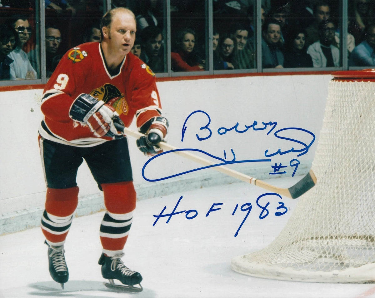 BOBBY HULL signed (CHICAGO BLACKHAWKS) Hockey 8X10 photo W/COA *GOLDEN JET* #3