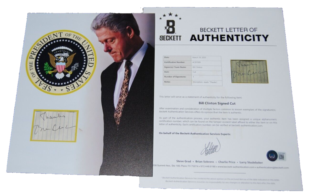 BILL CLINTON signed cut signature (42ND PRESIDENT) United States BECKETT AC87999