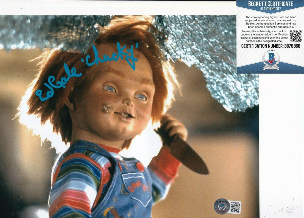 ED GALE signed (CHILD'S PLAY) Chucky Horror Movie 8X10 BECKETT BAS BB76858