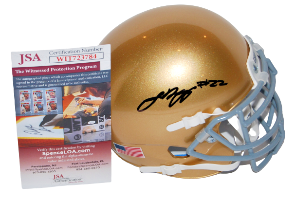 LOGAN DIGGS signed (NOTRE DAME FIGHTING IRISH) mini football helmet JSA Witness