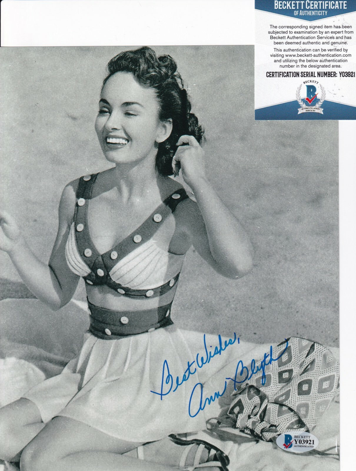 ANN BLYTH signed (MILDRED PLACE) Movie Actress 8X10 photo BECKETT BAS Y03921