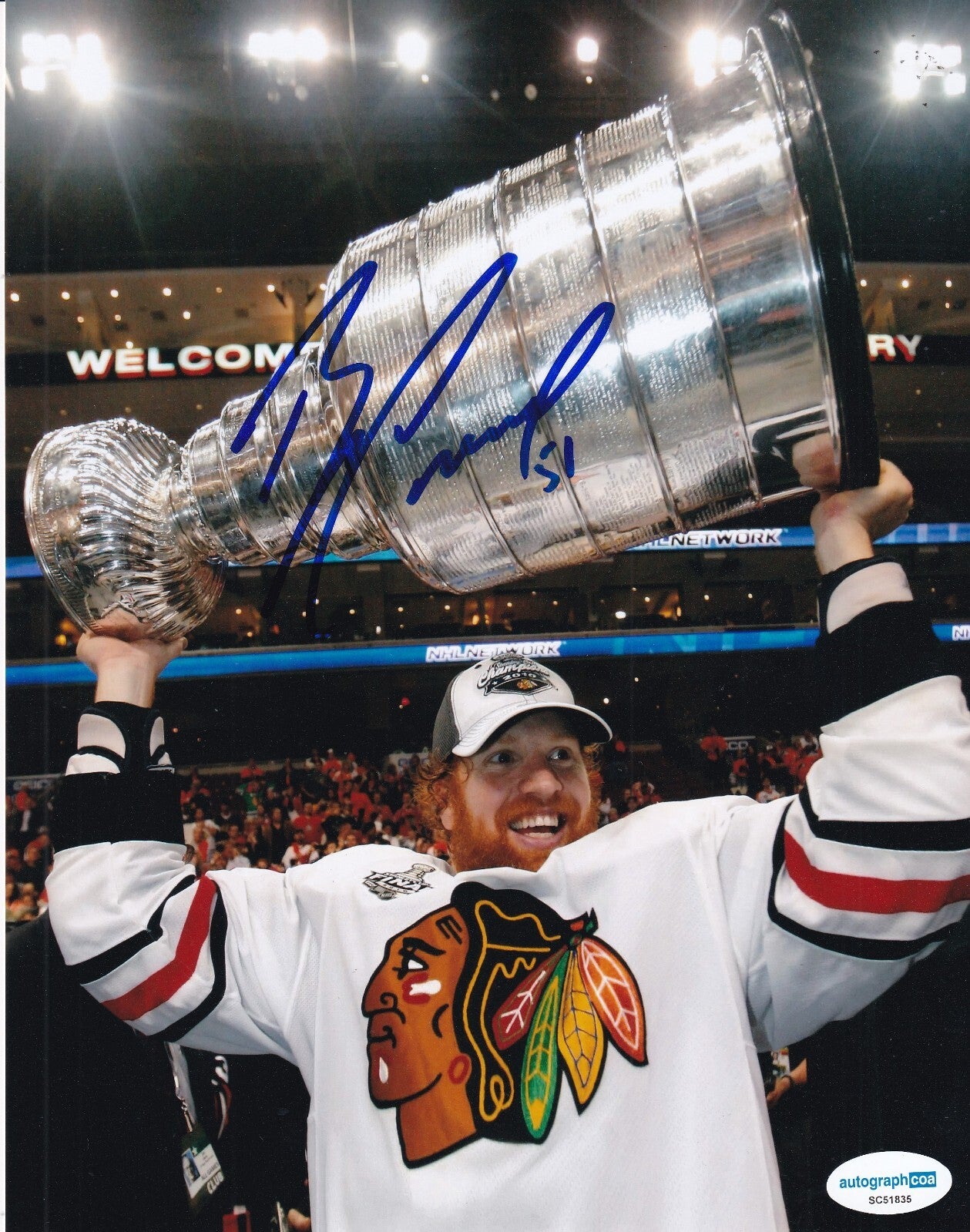 BRIAN CAMPBELL signed (CHICAGO BLACKHAWKS) Hockey 8X10 photo ACOA SC51835