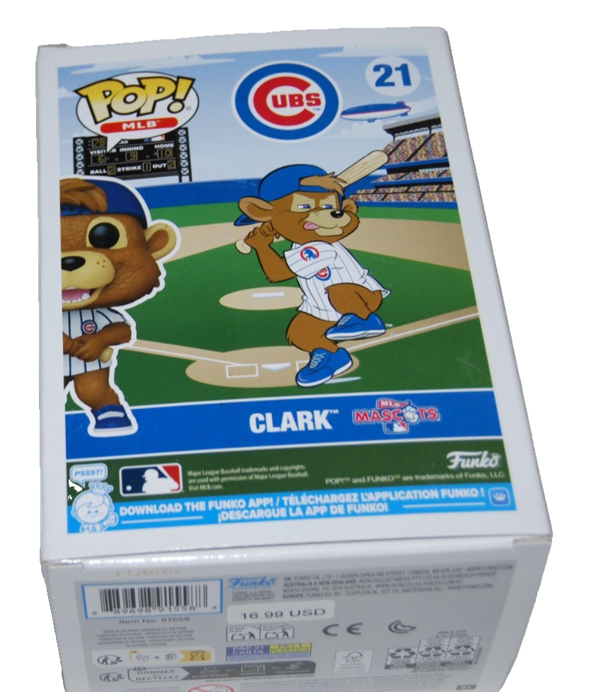 PAT HUGHES signed (CLARK) Mascot WRIGLEY CUBS Funko Pop #21 BECKETT BY085885